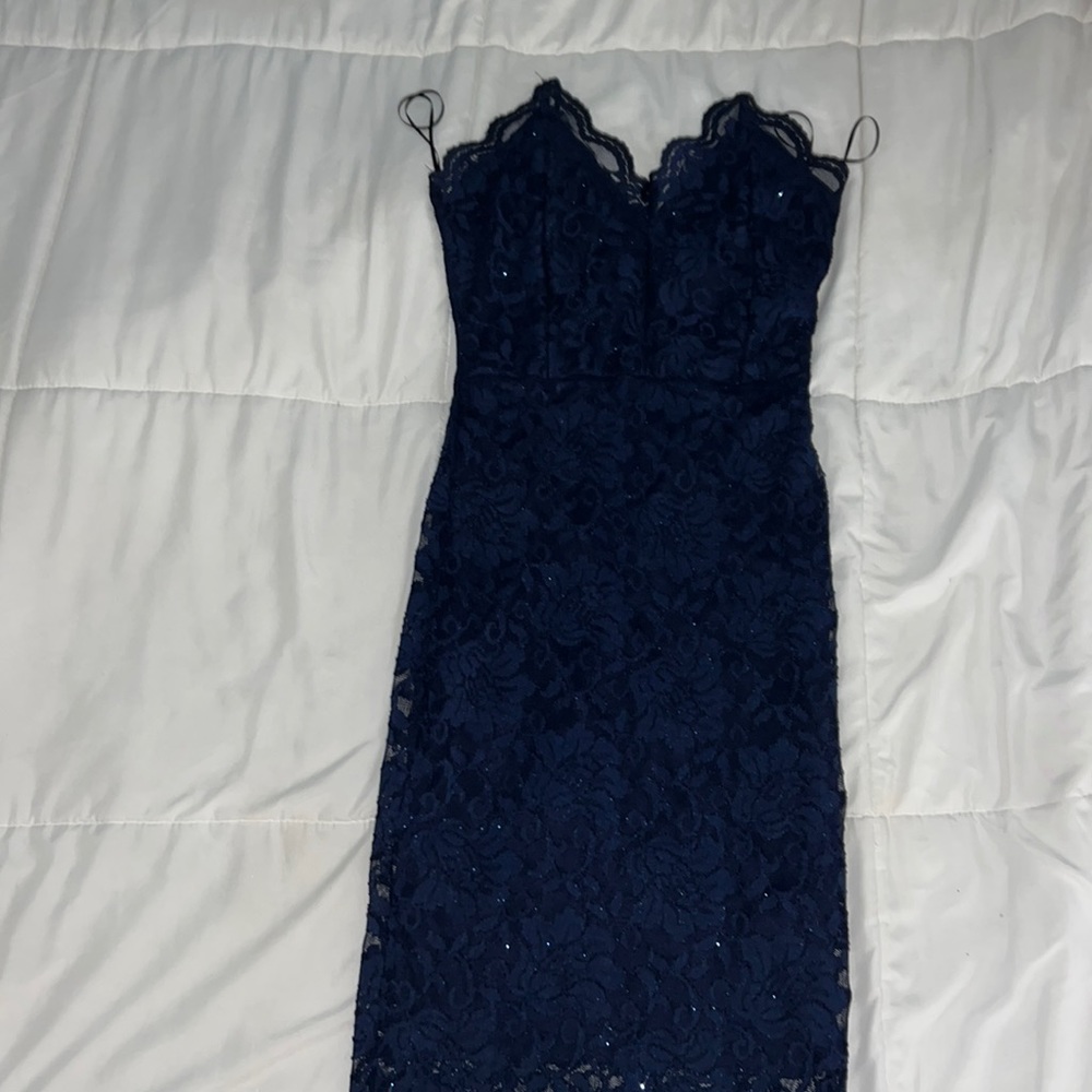 A glitter royal blue dress